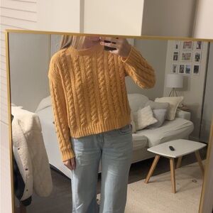 American Eagle Outfitters Mustard Cable Knit Sweater